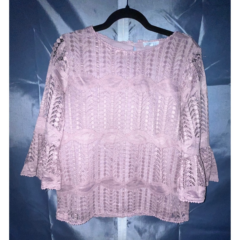NSR Mauve Lace Bell Sleeve Boho Cottagecore Hippie Festival Top